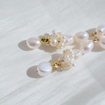 Capri Irregular Champagne Zircon Pearl Long Earrings gembea jewelry