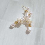Capri Irregular Champagne Zircon Pearl Long Earrings gembea jewelry