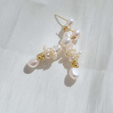 Capri Irregular Champagne Zircon Pearl Long Earrings gembea jewelry