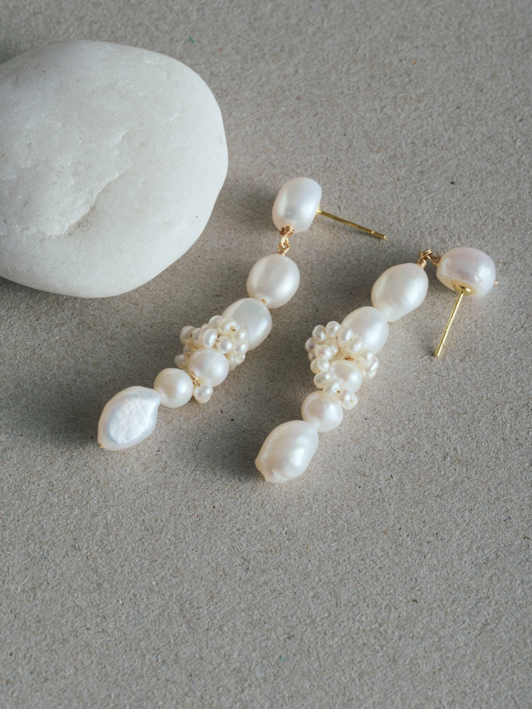 Capri Irregular Freshwater Pearl Long Earrings gembea jewelry