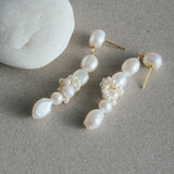 Capri Irregular Freshwater Pearl Long Earrings gembea jewelry