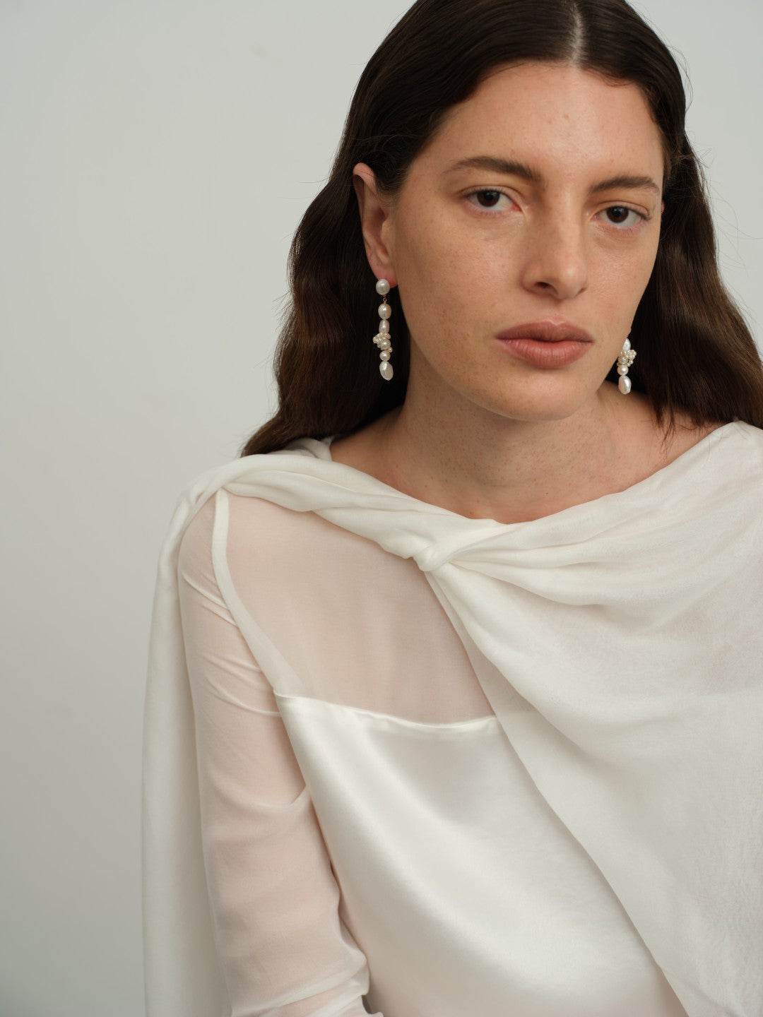 Capri Irregular Freshwater Pearl Long Earrings gembea jewelry