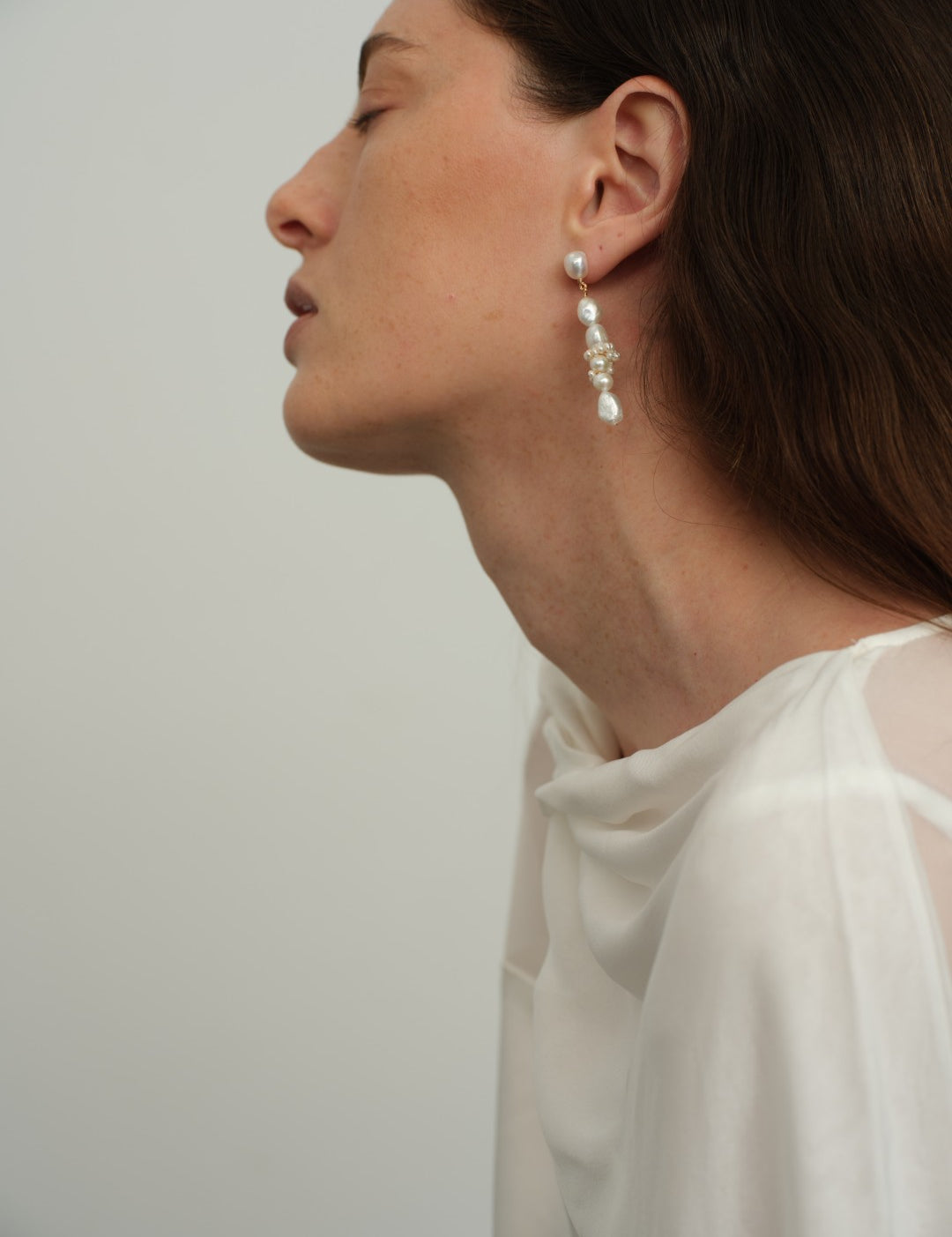 Capri Irregular Freshwater Pearl Long Earrings gembea jewelry