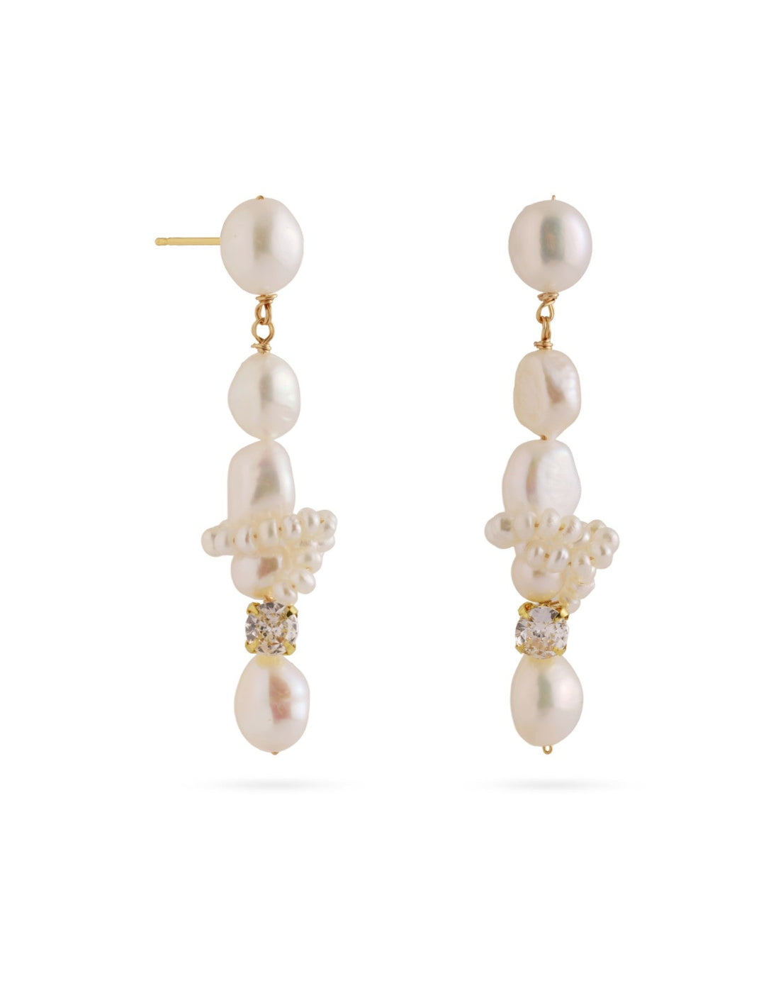 Capri Irregular White Zircon Pearl Long Earrings gembea jewelry