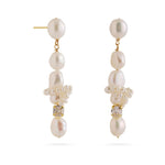 Capri Irregular White Zircon Pearl Long Earrings gembea jewelry