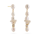 Capri Irregular White Zircon Pearl Long Earrings gembea jewelry