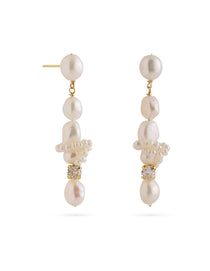 Capri Irregular White Zircon Pearl Long Earrings gembea jewelry