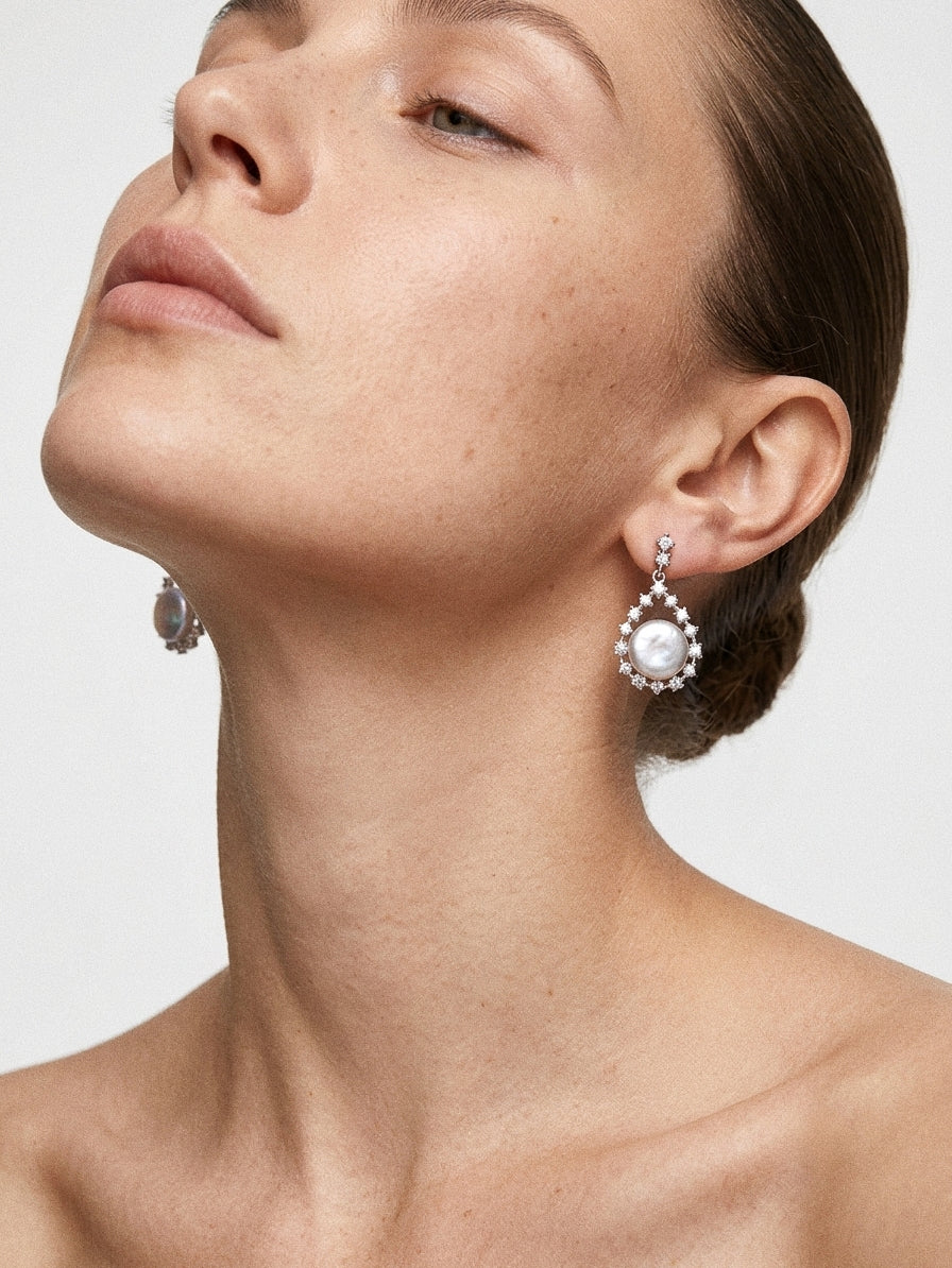 Celeste Cubic Zirconia Baroque Pearl Earrings gembea jewelry