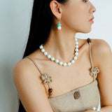 Celestial Wave Shell Amazonite Beaded Necklace gembea jewelry