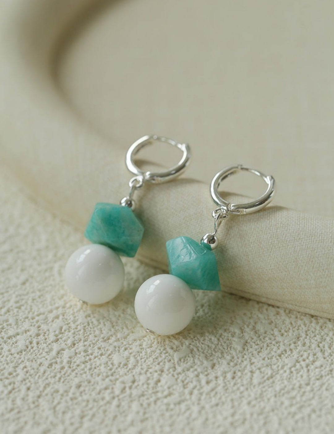 Celestial Wave Shell Amazonite Drop Earrings gembea jewelry