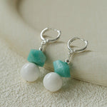 Celestial Wave Shell Amazonite Drop Earrings gembea jewelry