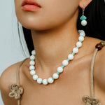 Celestial Wave Shell Amazonite Drop Earrings gembea jewelry