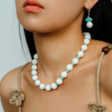 Celestial Wave Shell Amazonite Drop Earrings gembea jewelry