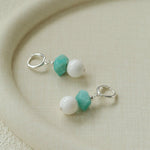 Celestial Wave Shell Amazonite Drop Earrings gembea jewelry
