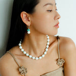 Celestial Wave Shell Amazonite Drop Earrings gembea jewelry