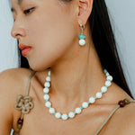 Celestial Wave Shell Amazonite Drop Earrings gembea jewelry