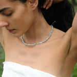 Cerulean Drift Irregular Aquamarine Pearl Necklace gembea jewelry