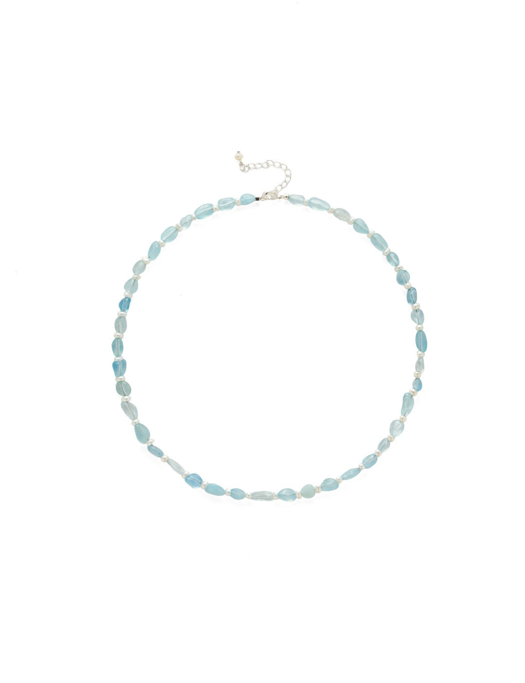 Cerulean Drift Irregular Aquamarine Pearl Necklace gembea jewelry