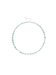 Cerulean Drift Irregular Aquamarine Pearl Necklace gembea jewelry