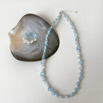 Cerulean Drift Irregular Aquamarine Pearl Necklace gembea jewelry