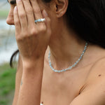Cerulean Drift Irregular Aquamarine Pearl Ring gembea jewelry