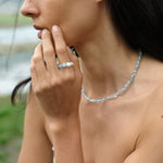 Cerulean Drift Irregular Aquamarine Pearl Ring gembea jewelry