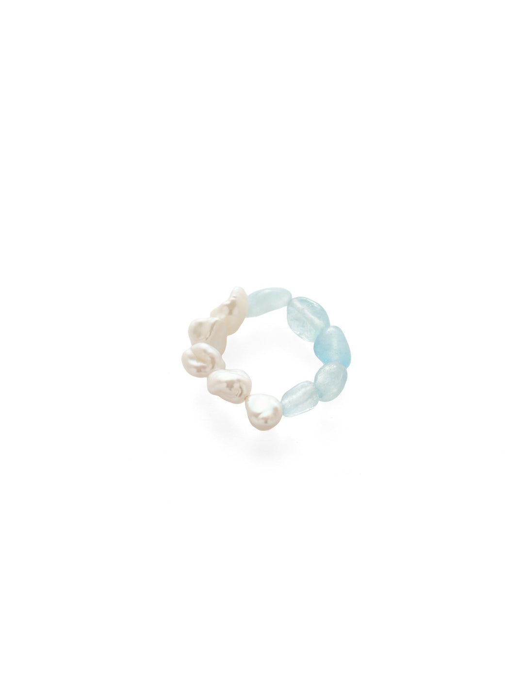 Cerulean Drift Irregular Aquamarine Pearl Ring gembea jewelry