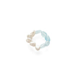 Cerulean Drift Irregular Aquamarine Pearl Ring gembea jewelry