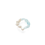 Cerulean Drift Irregular Aquamarine Pearl Ring gembea jewelry