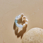 Cerulean Drift Irregular Aquamarine Pearl Ring gembea jewelry