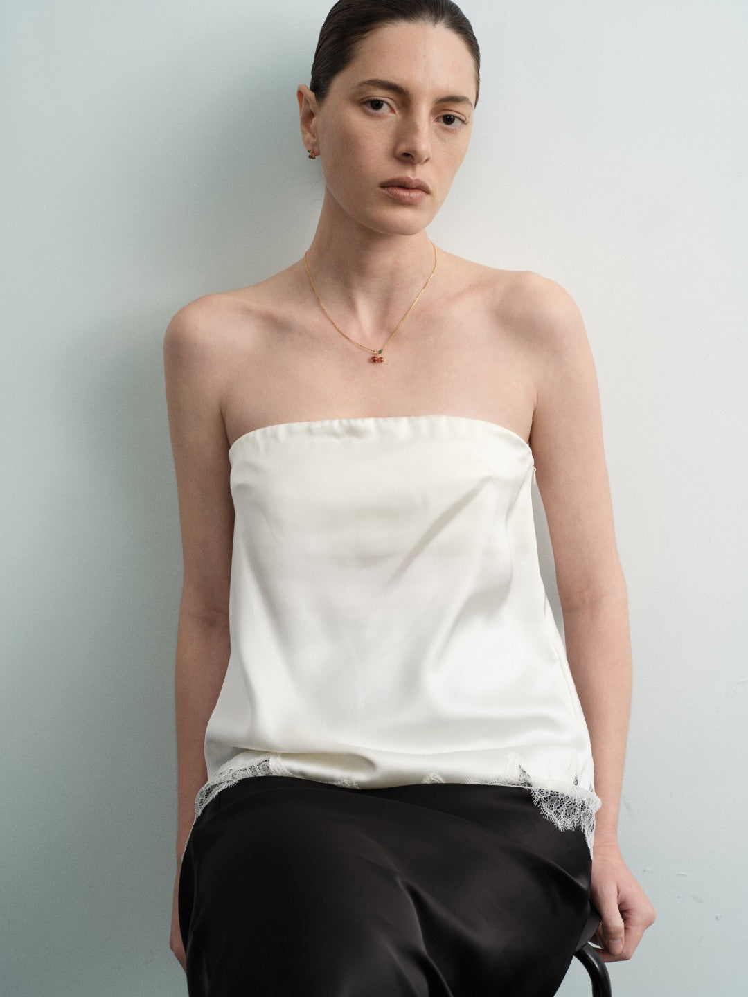 Cherry Garnet Pendant Gold Chain Necklace gembea jewelry