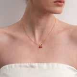 Cherry Garnet Pendant Gold Chain Necklace gembea jewelry