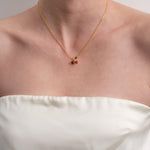 Cherry Garnet Pendant Gold Chain Necklace gembea jewelry