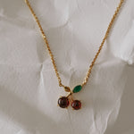 Cherry Garnet Pendant Gold Chain Necklace gembea jewelry