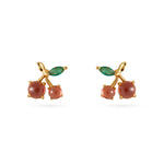 Cherry Garnet Stud Earrings gembea jewelry