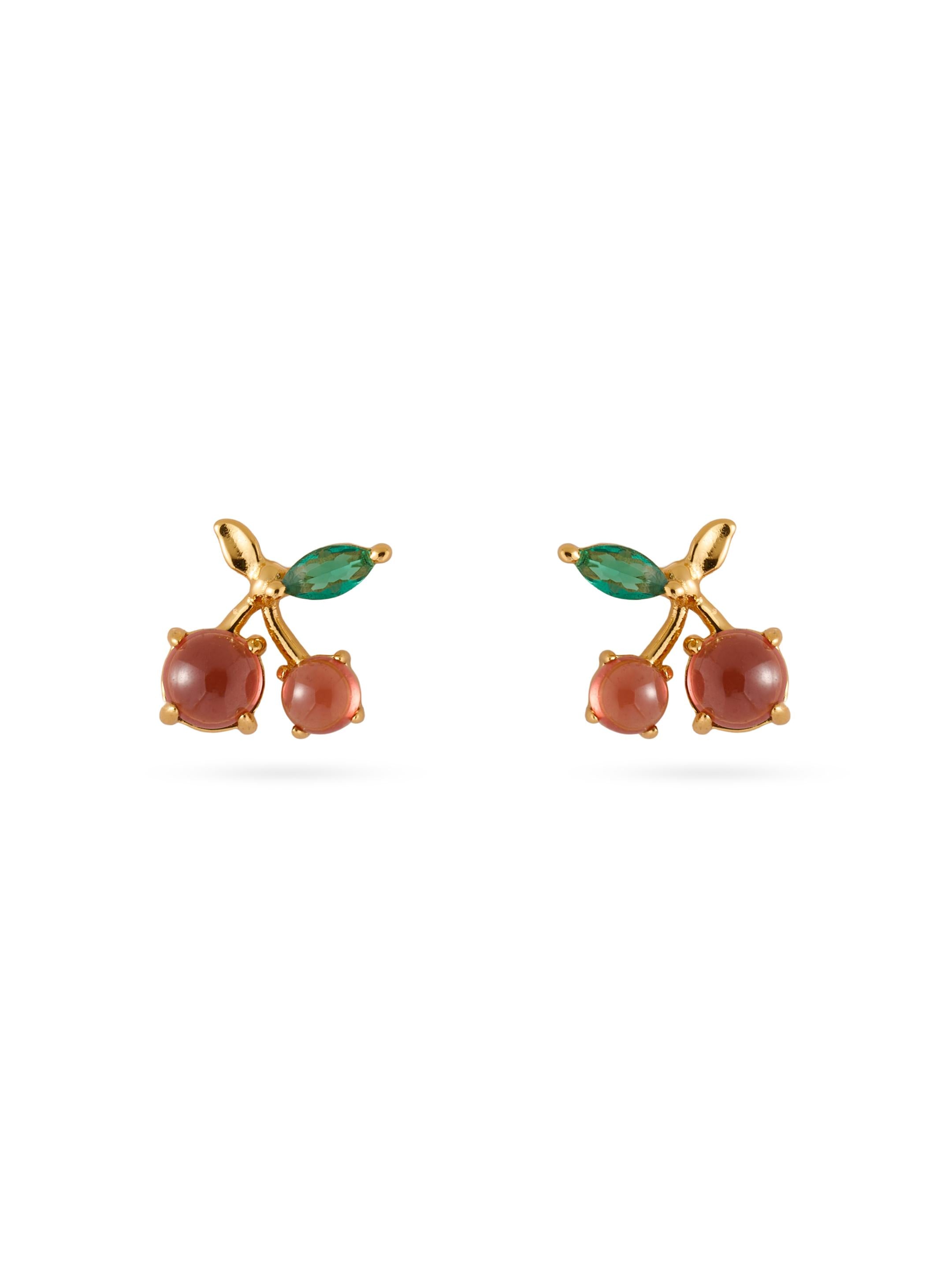 Cherry Garnet Stud Earrings gembea jewelry