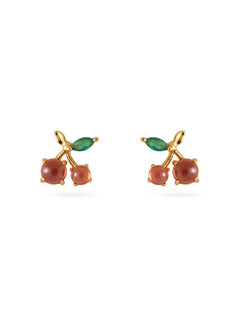 Cherry Garnet Stud Earrings gembea jewelry