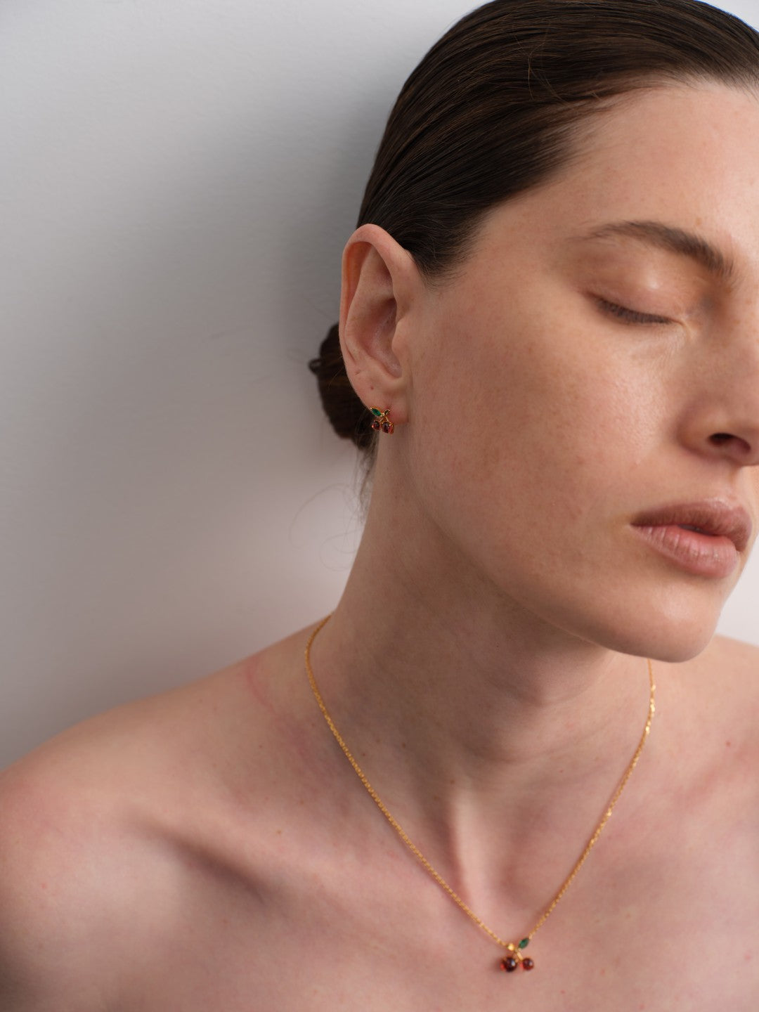 Cherry Garnet Stud Earrings gembea jewelry