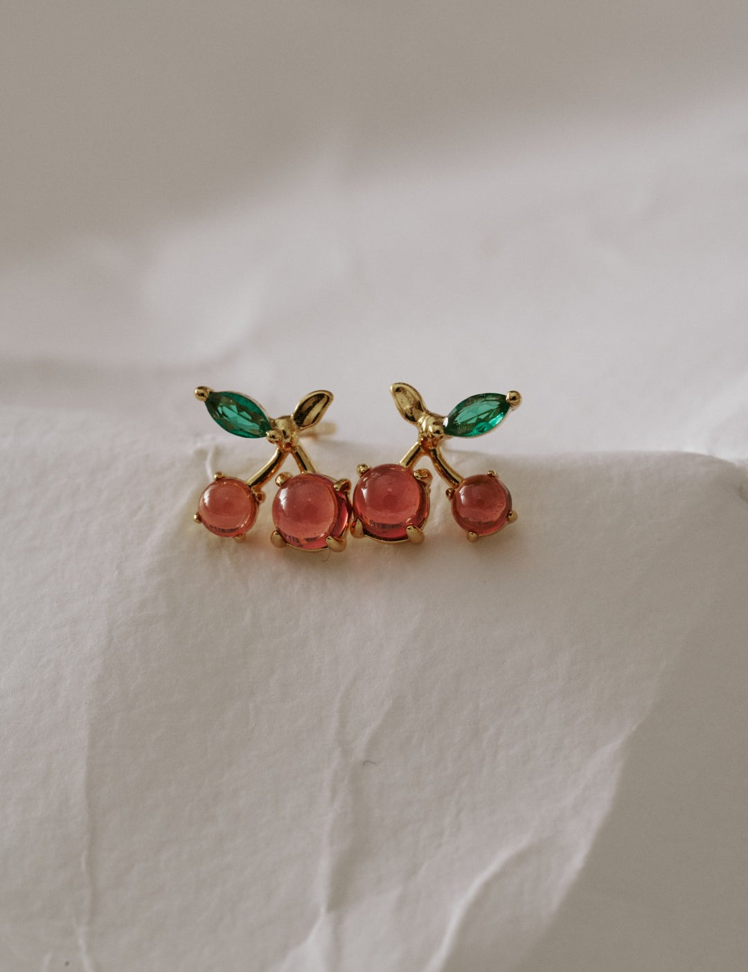Cherry Garnet Stud Earrings gembea jewelry