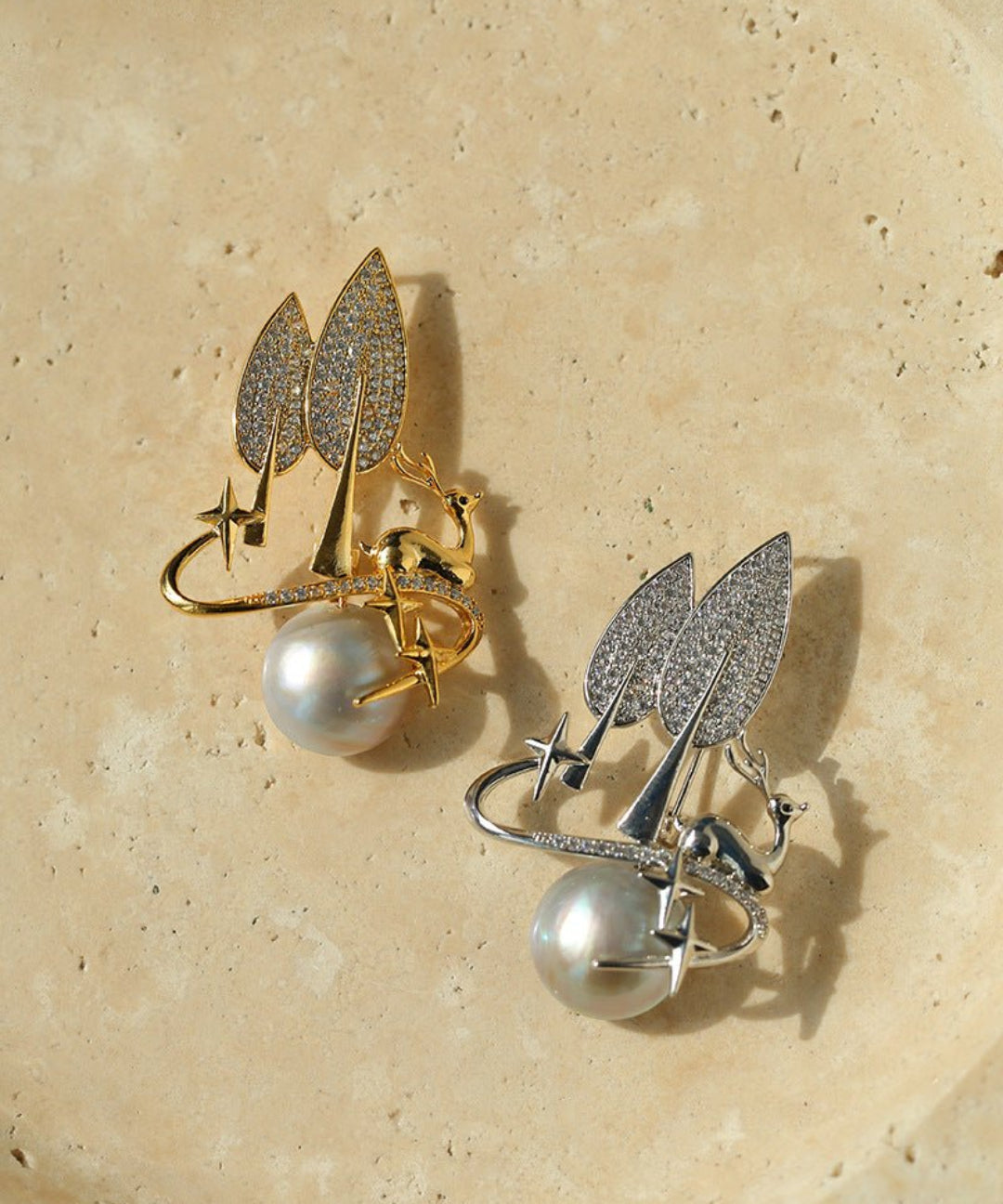 Christmas Deer Mabe Pearl Brooch gembea jewelry