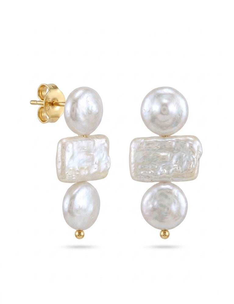 Circle Baroque Pearl Drop Earrings gembea jewelry