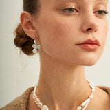 Circle Baroque Pendant Pearl Drop Earrings - Gembea Jewelry