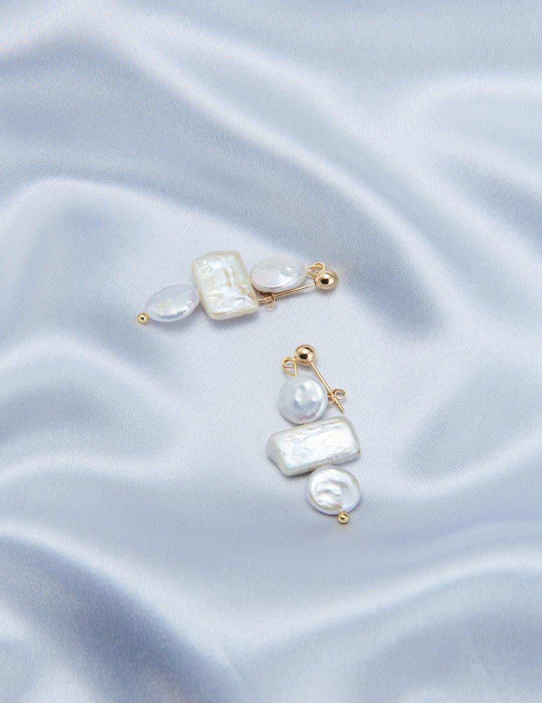 Circle Baroque Pendant Pearl Drop Earrings - Gembea Jewelry