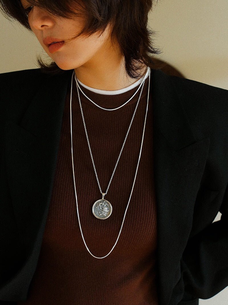 Classic Alexander Silver Coin Plus Necklace gembea jewelry