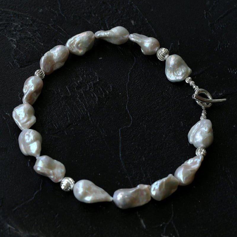 Classic Elegant Baroque Pearl Beaded Choker Necklace gembea jewelry