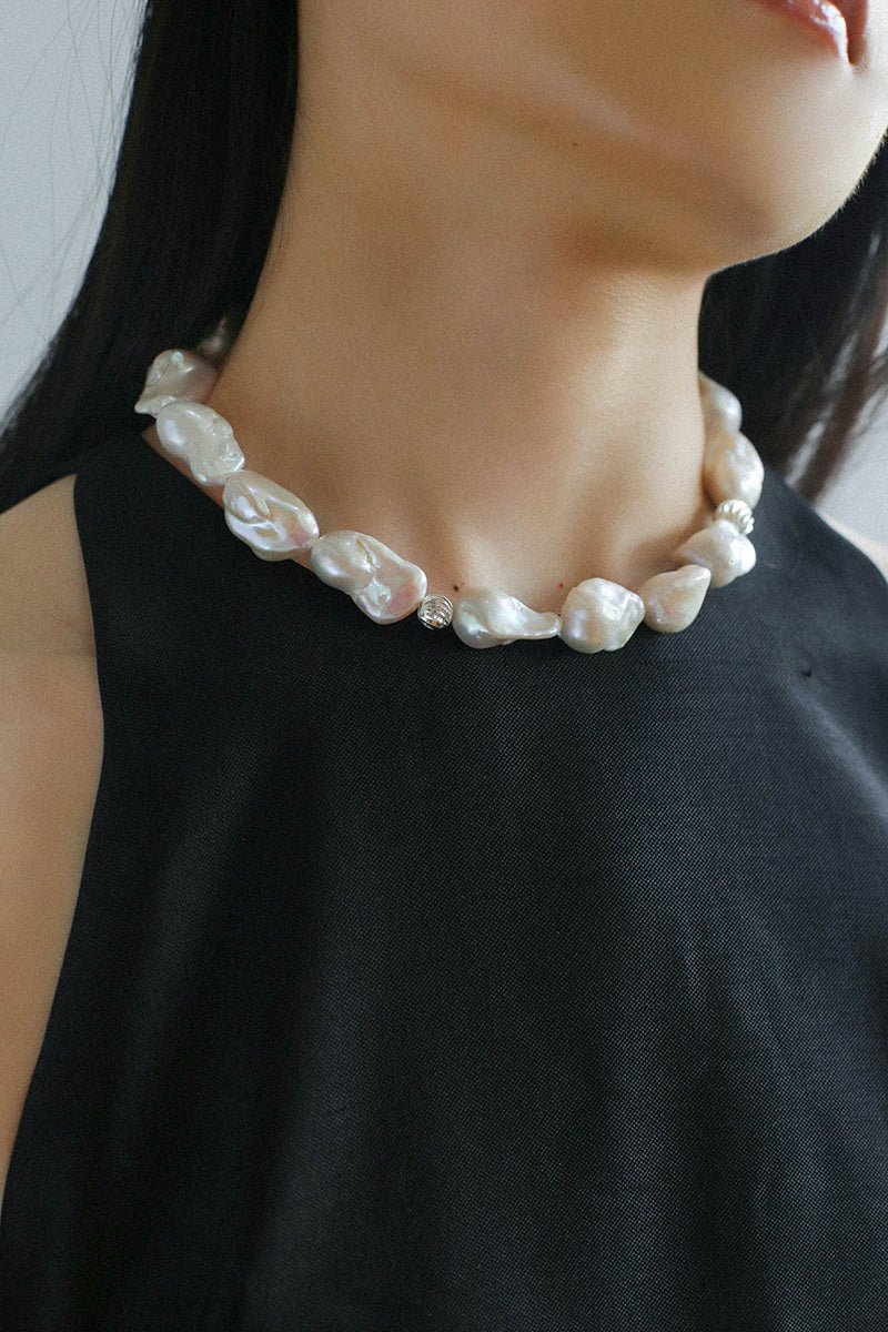 Classic Elegant Baroque Pearl Beaded Choker Necklace gembea jewelry