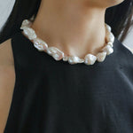 Classic Elegant Baroque Pearl Beaded Choker Necklace gembea jewelry