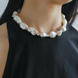 Classic Elegant Baroque Pearl Beaded Choker Necklace gembea jewelry