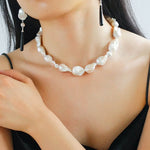 Classic Elegant Baroque Pearl Beaded Choker Necklace gembea jewelry