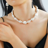 Classic Elegant Baroque Pearl Beaded Choker Necklace gembea jewelry